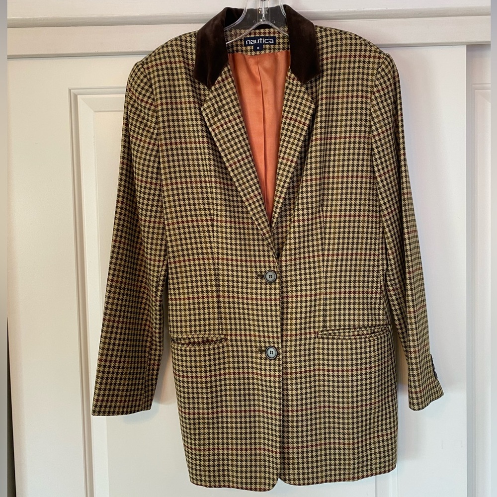 Nautica Houndstooth Multi Color Blazer